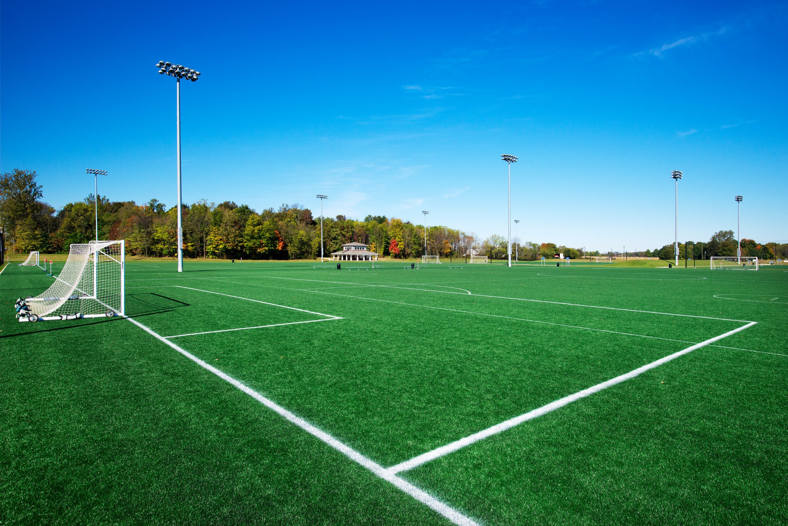 Large soccer fields near upscale residential neighborhood in