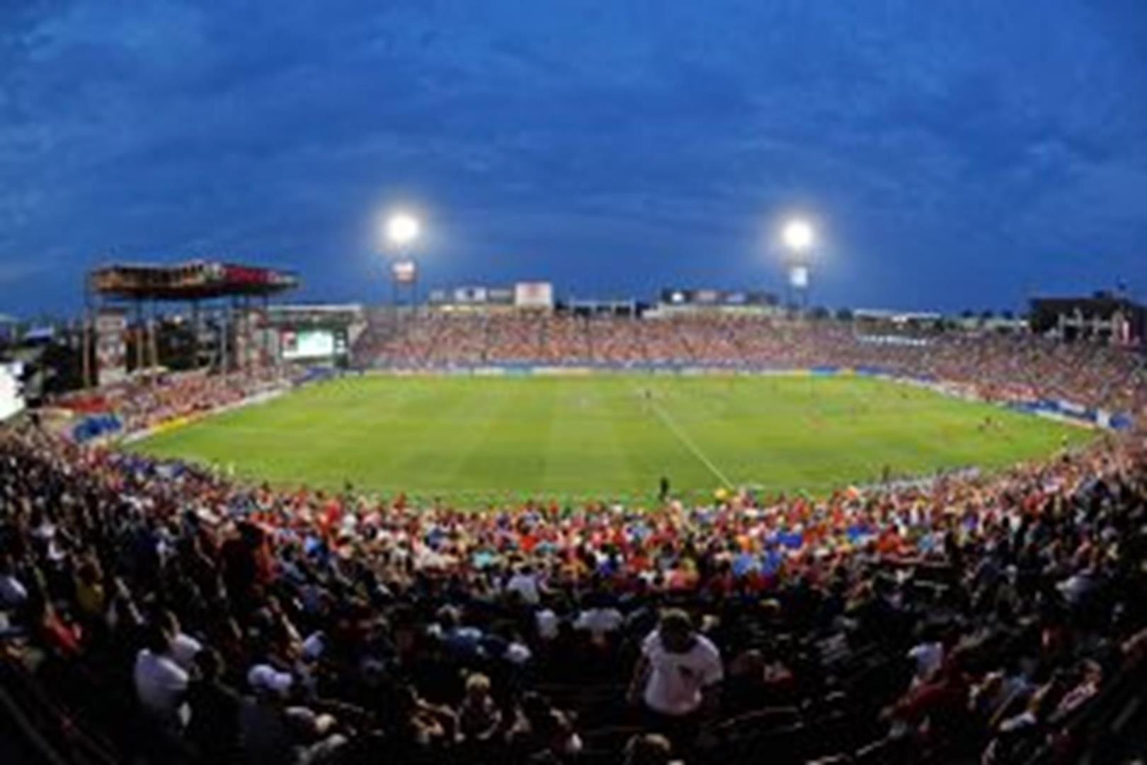 Jul 4, 2013; Frisco, TX, USA; A view of the field during the match between FC Dallas and Chivas USA during the first half at FC Dallas Stadium. Mandatory Credit: Jerome Miron-USA TODAY Sports