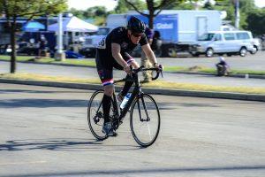 U.S. Air Force Master Sgt. Alex Eudy participates in the 20 kilometer cycle race during the 2017 Warrior Games in Chicago, Ill., July 6, 2017. The Warrior Games were established in 2010 as a way to enhance the recovery and rehabilitation of wounded warriors and to expose them to adaptive sports. 