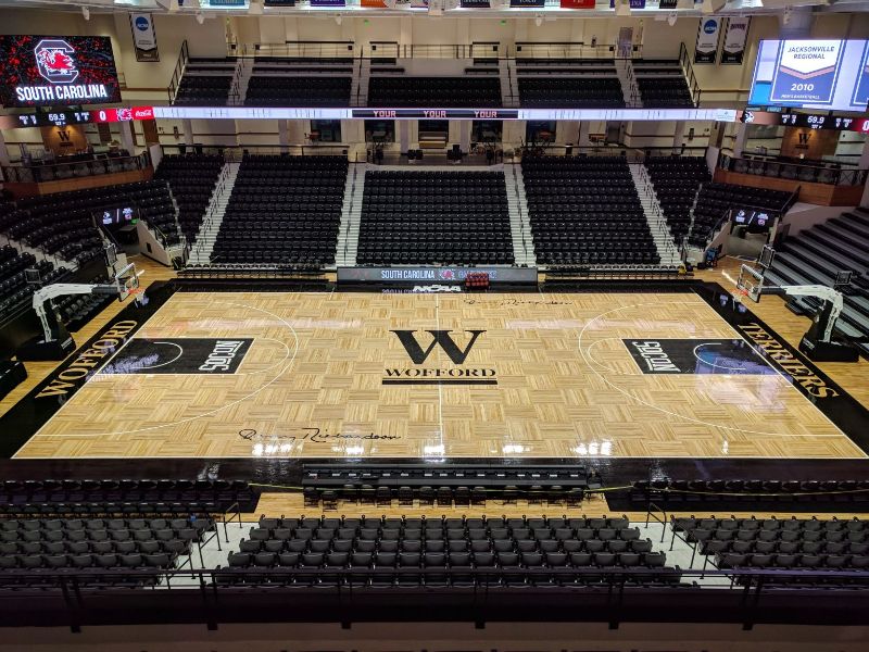 The court at Jerry Richardson Indoor Arena.