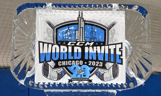 2023 CCM World Invite Chicago ice sculpture