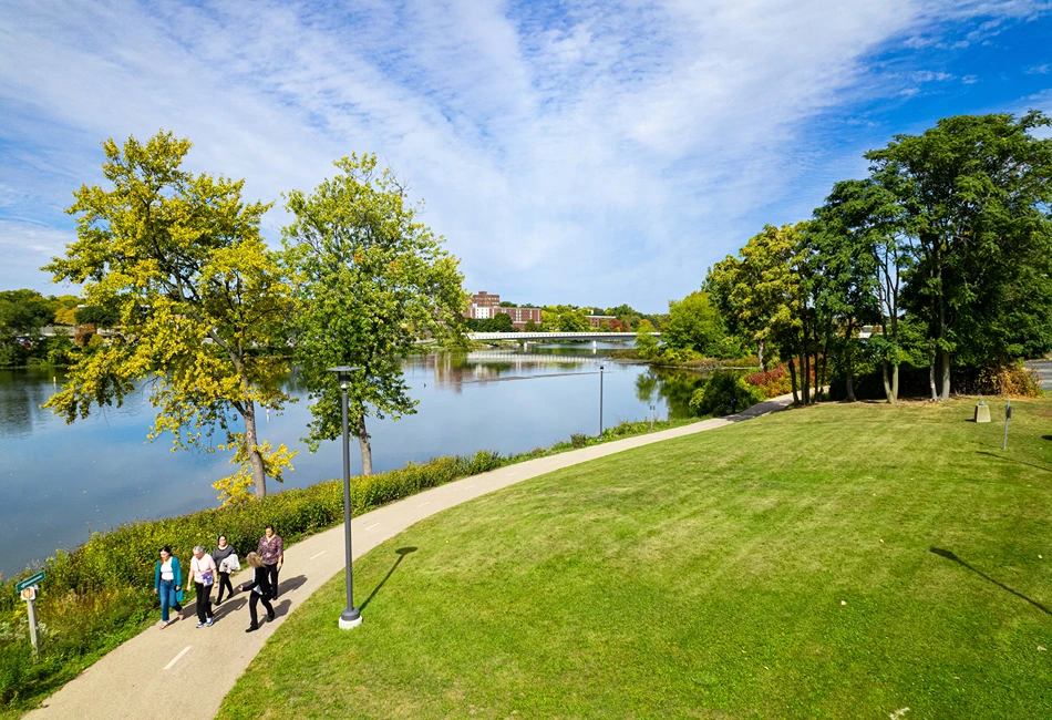 Fox River Trail - Aerial, Fall - Credit Aurora Area CVB