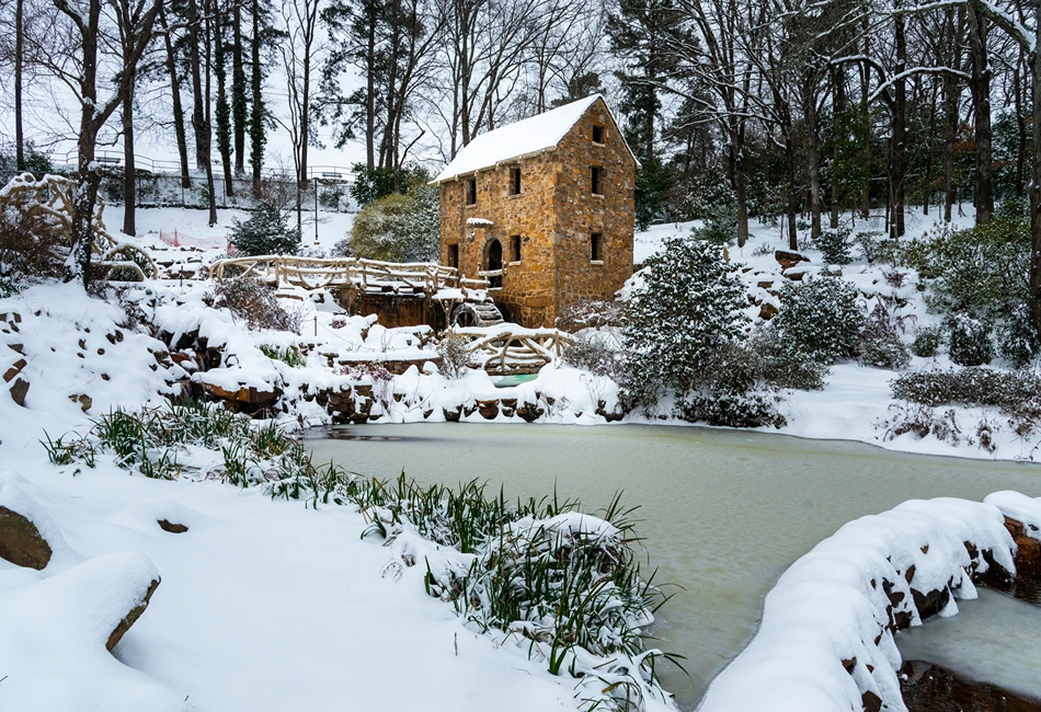 Old Mill Winter Snow North Little Rock