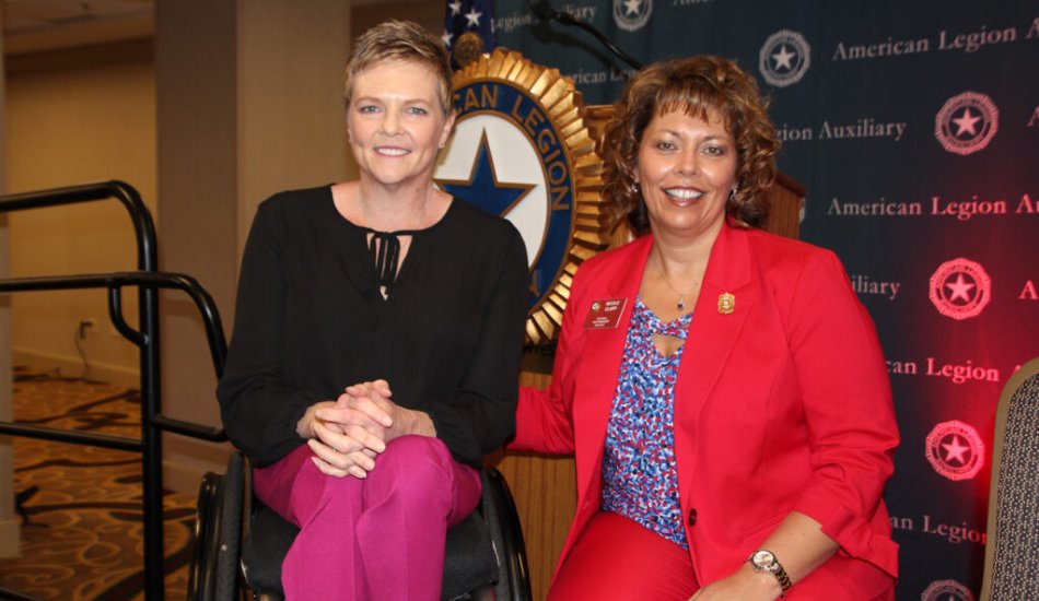 Dawna Callahan with American Legion Auxiliary President Nicole Clapp.