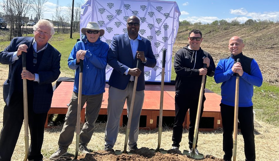 Knox at the groundbreaking of a new sports complex.