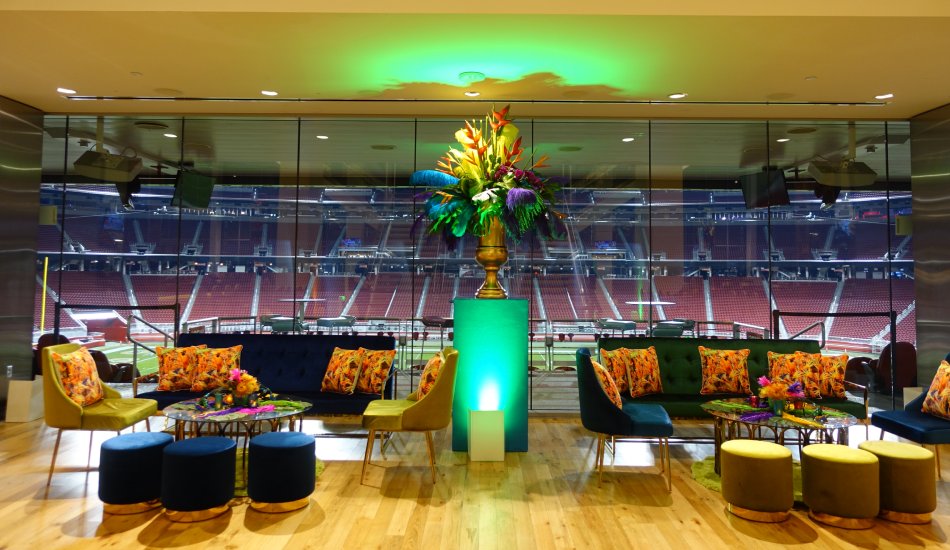 A suite view of the field from the Holiday Party United at Levi’s® Stadium.