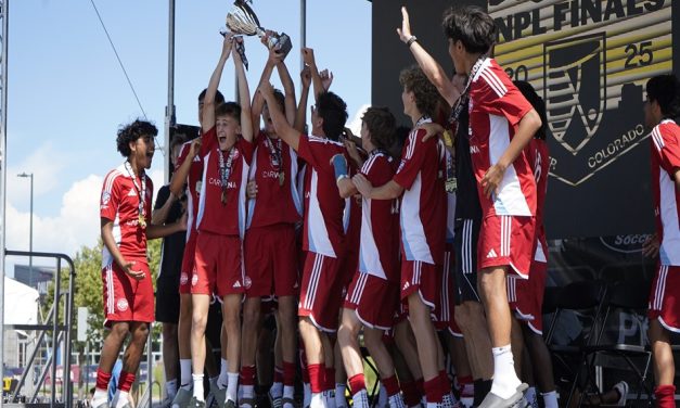 Celebrating with the cup